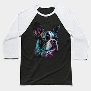 Neon Boston Terrier Dog Baseball T-Shirt